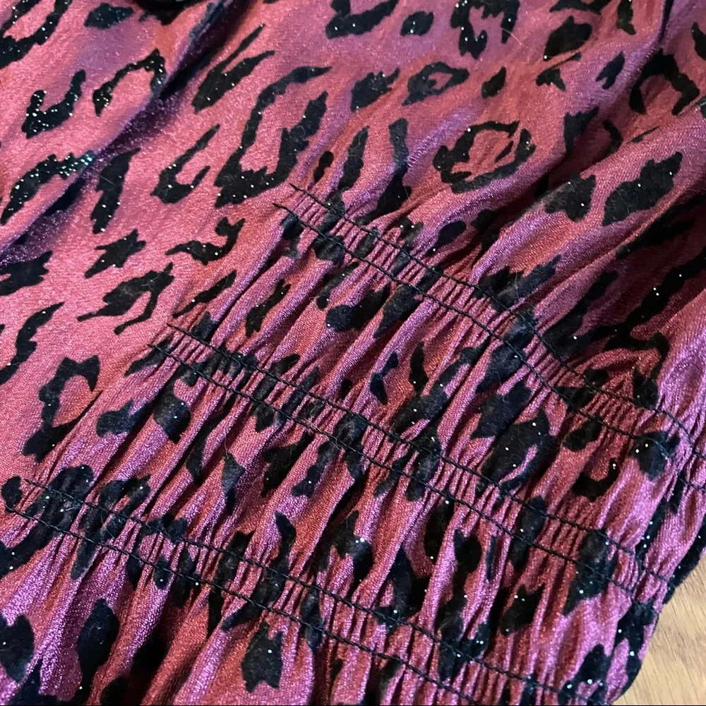 Vintage 90’s Y2K Leopard Print Burgundy Vintage Blazer Jacket Size M